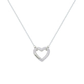 Asfour Crystal Chain Necklace With Hollow Heart Pendant In 925 Sterling Silver-NM0031